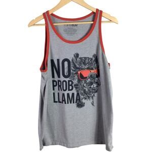 Funny NO prob Llama Quote Tanktop Gray Red Large